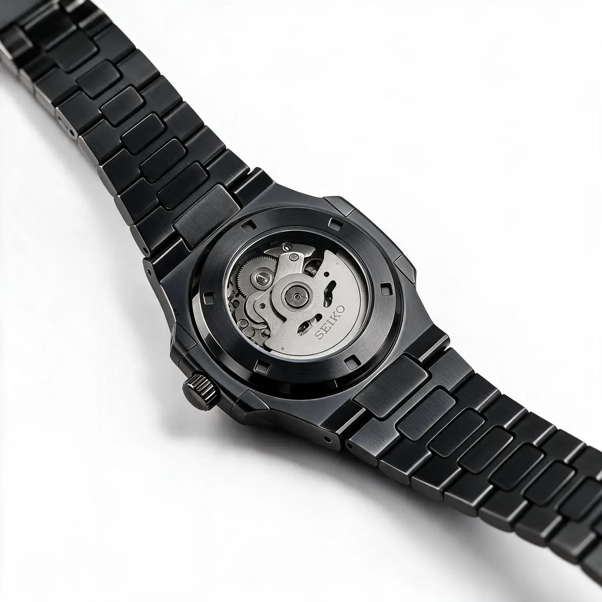 Seiko Mod Uhr NAUT MOD | Rot auf Schwarz Classic – Automatik – Gehäuseboden Schwarz PVD – MedoMods