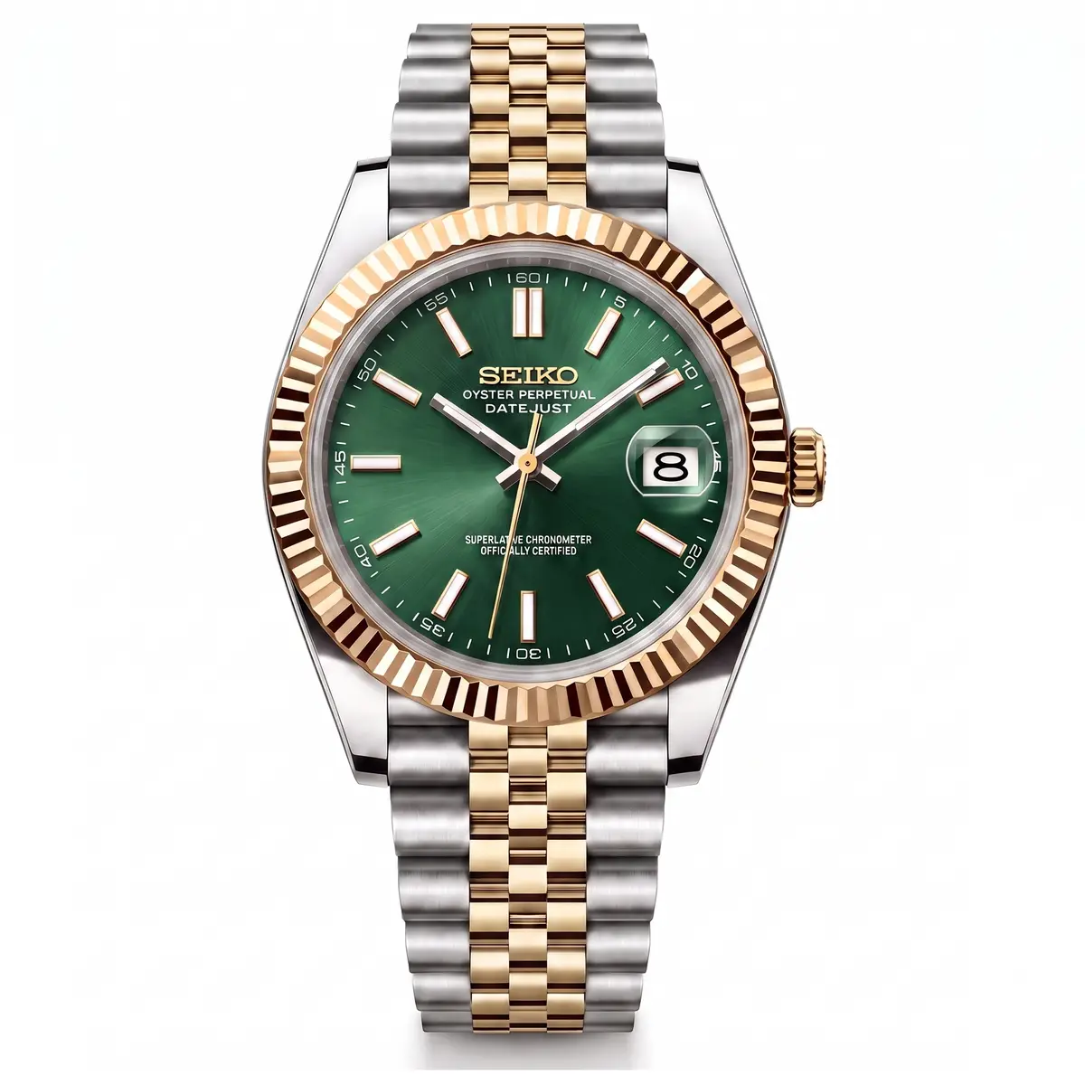 Seiko Mod Uhr CLASSIC MOD - SMARAGDGRÜN MIT GOLDLÜNETTE – MedoMods