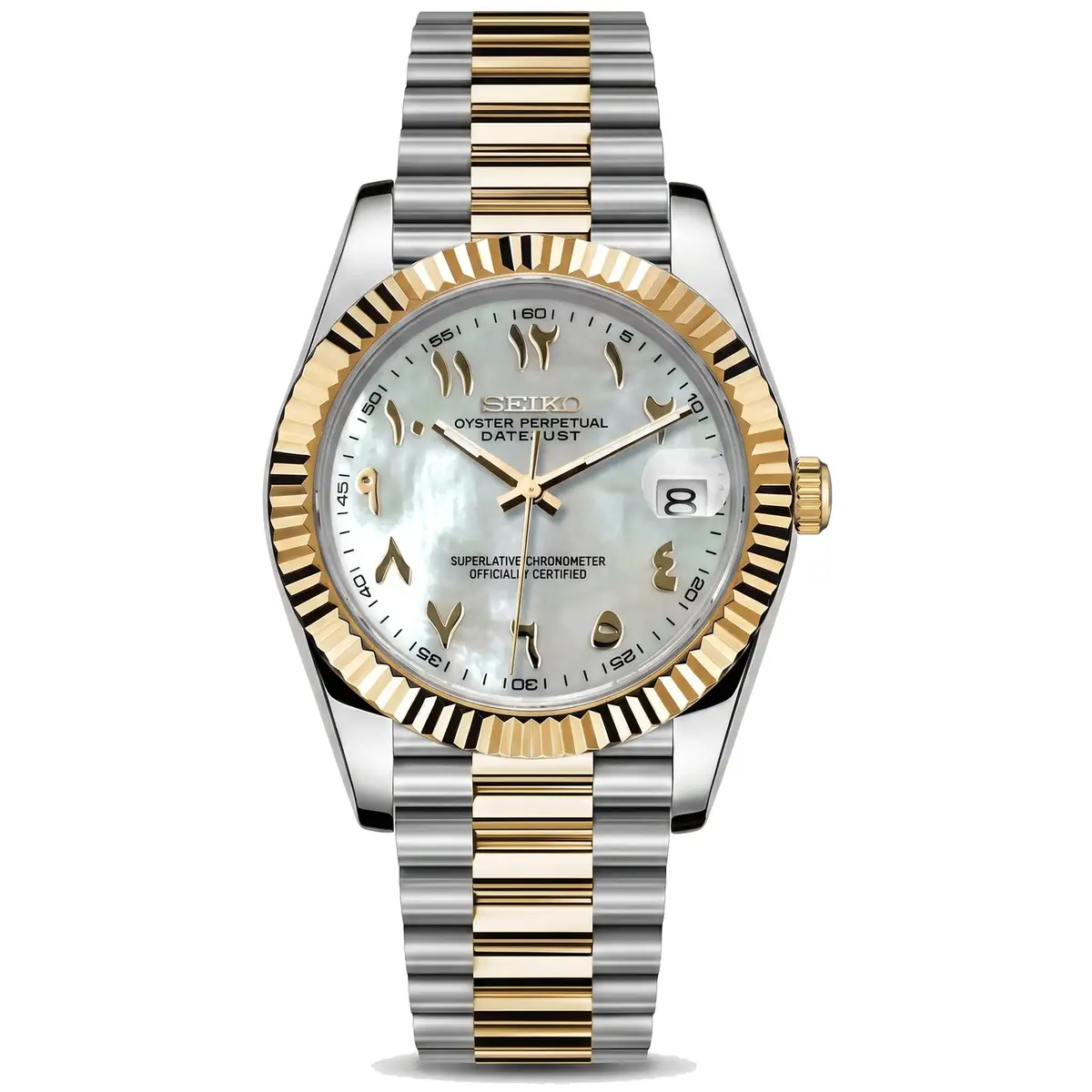 Seiko Mod Uhr CLASSIC MOD - ZWEIFARBIG GOLD ARABISCH – MedoMods