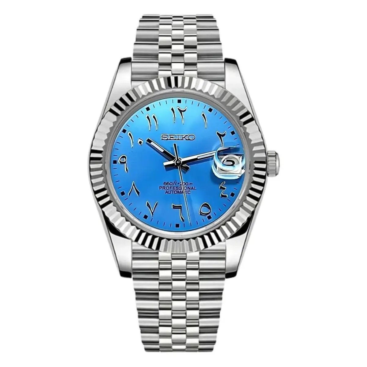 Seiko Mod Uhr DATE MOD CLASSIC MOD – BLAU, ARABISCHE ZIFFERN – MedoMods