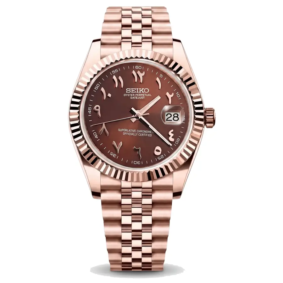 DATE MOD | Roségold, braunes Zifferblatt mit arabischen Ziffern – Automatik
