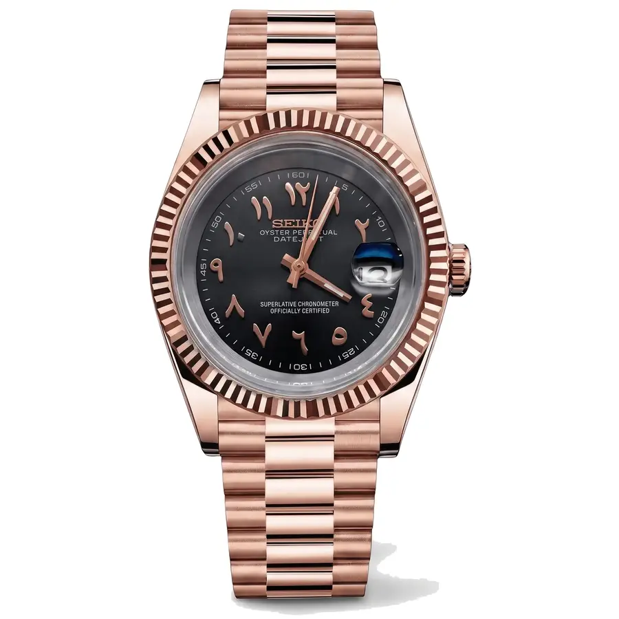 DATE MOD | Roségold mit schwarzem Zifferblatt in arabischer Schrift – Automatik