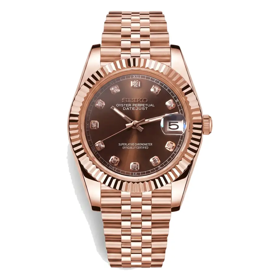 DATE MOD | Cadran brun et or rose - Automatique