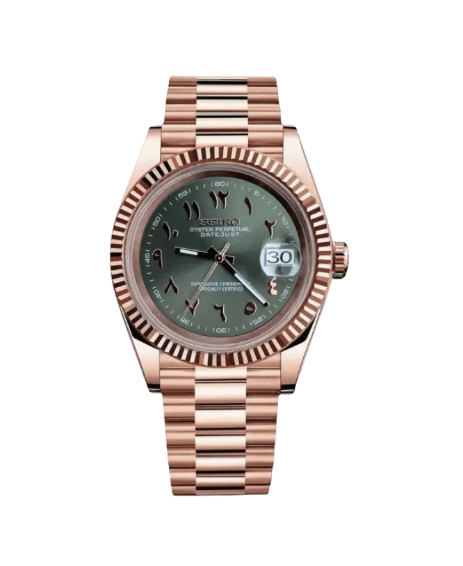 DATE MOD | Roségold mit grünem Zifferblatt in arabischer Schrift – Automatik