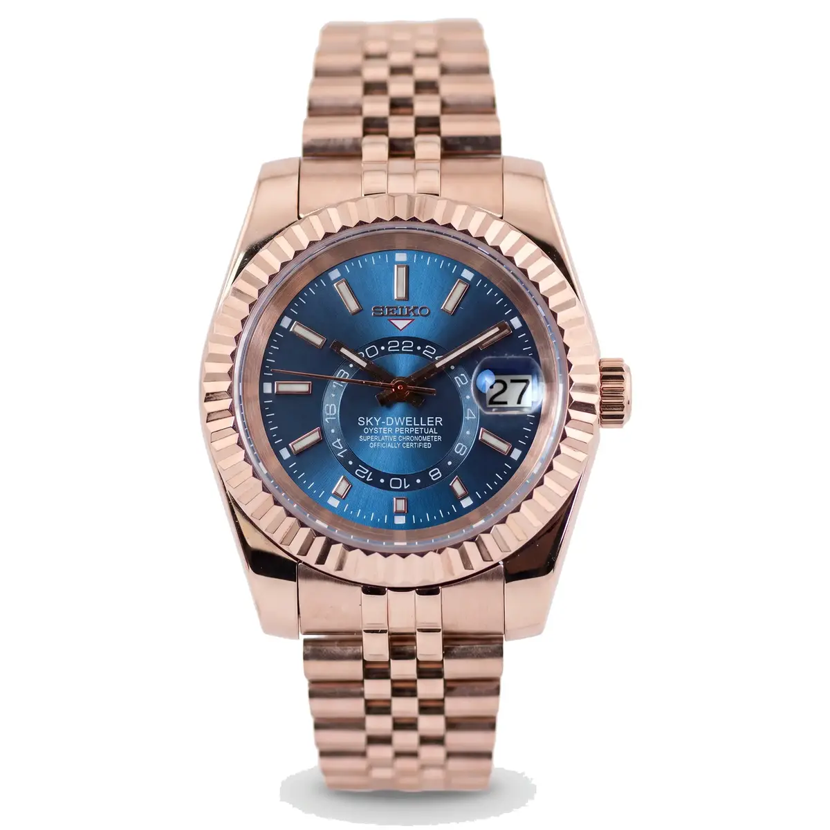 Seiko Mod Uhr DATE MOD – RoseGold Midnight Blue Sky Dweller – Automatik – MedoMods