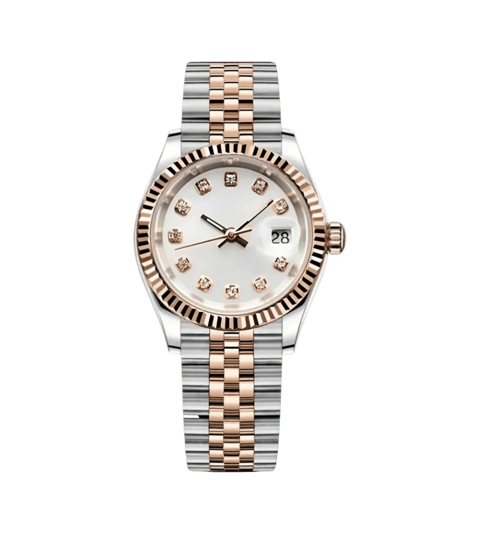 DATE MOD | Cadran blanc et or rose - Automatique