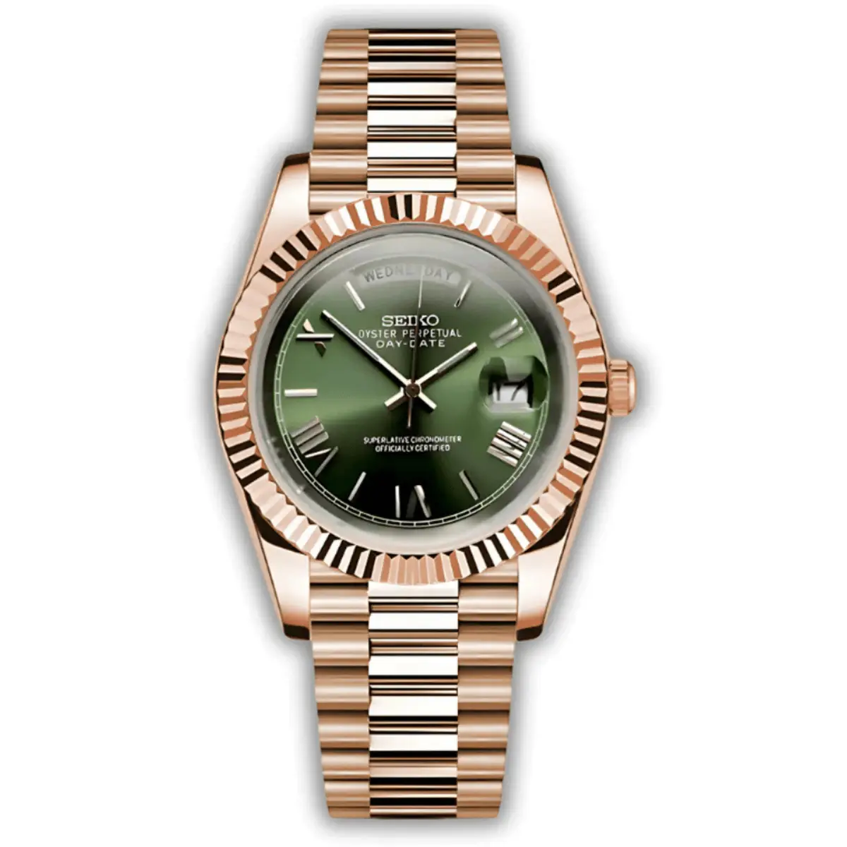 Seiko Mod Uhr DAY MOD – ROSÉGOLD – OLIV – MedoMods