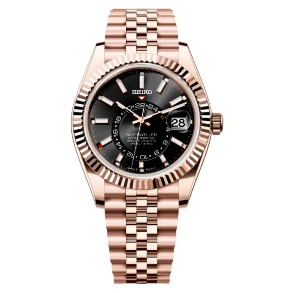 Seiko Mod Uhr DWELLER MOD – Roségold-Schwarz – MedoMods