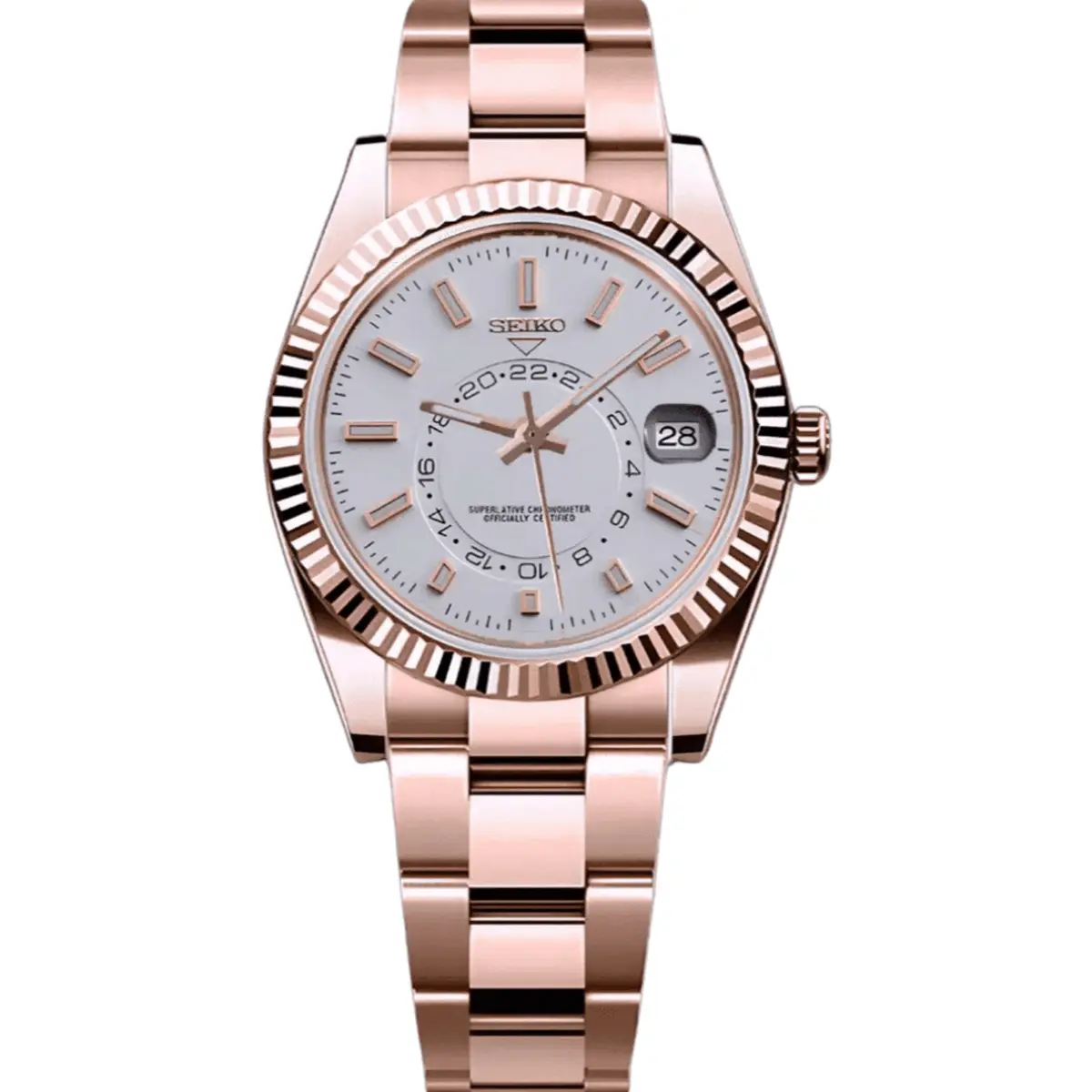 Seiko Mod Uhr DWELLER MOD – Roségold-Weiß – MedoMods