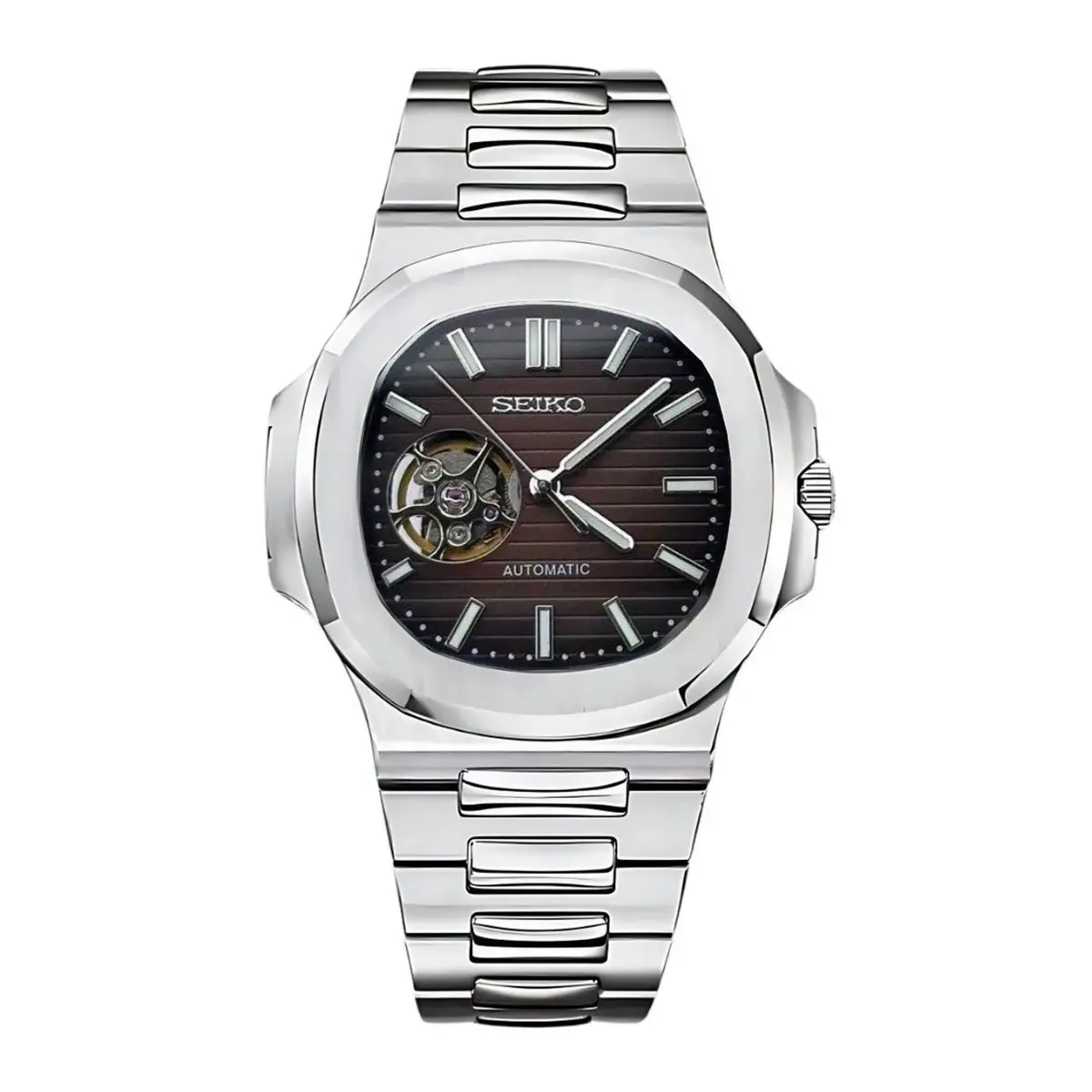 Seiko Mod Uhr NAUT MOD – BRAUN (OFFENES HERZ) – MedoMods