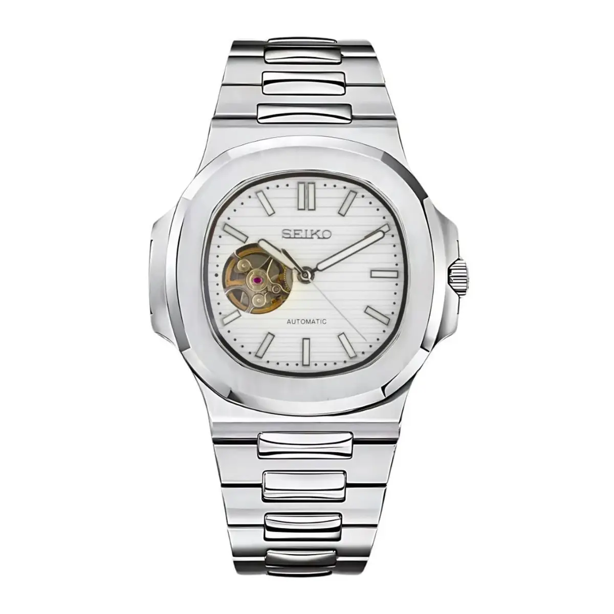 Seiko Mod Uhr NAUT MOD – SCHNEEWEISS (OFFENES HERZ) – MedoMods