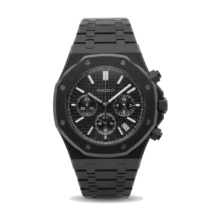 OAK MOD | Chronograph-Design – Ganz in Schwarz – Schwarzes Zifferblatt
