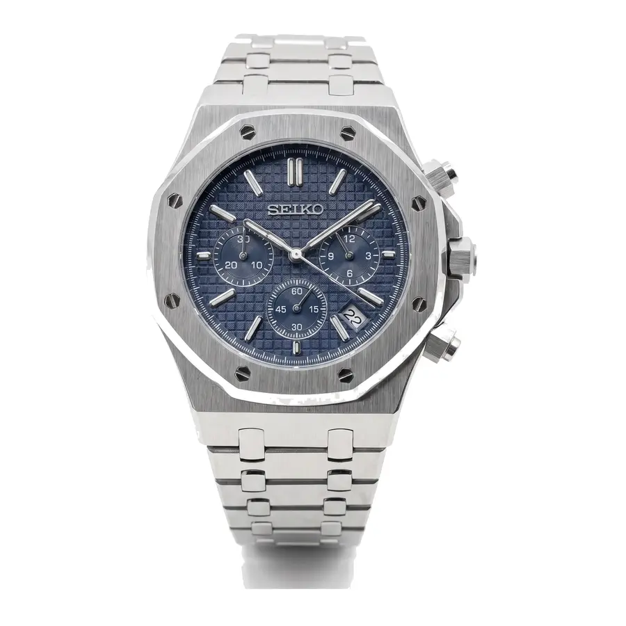 OAK MOD | Chronograph in Marineblau – Integriertes Armband