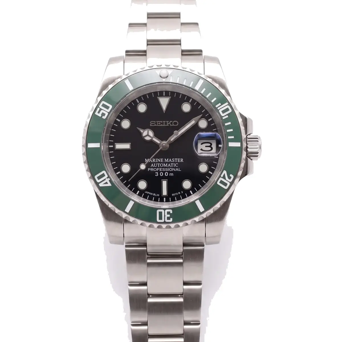 Seiko Mod Uhr Seikomariner – Grüne Lünette & schwarzes Zifferblatt – MedoMods