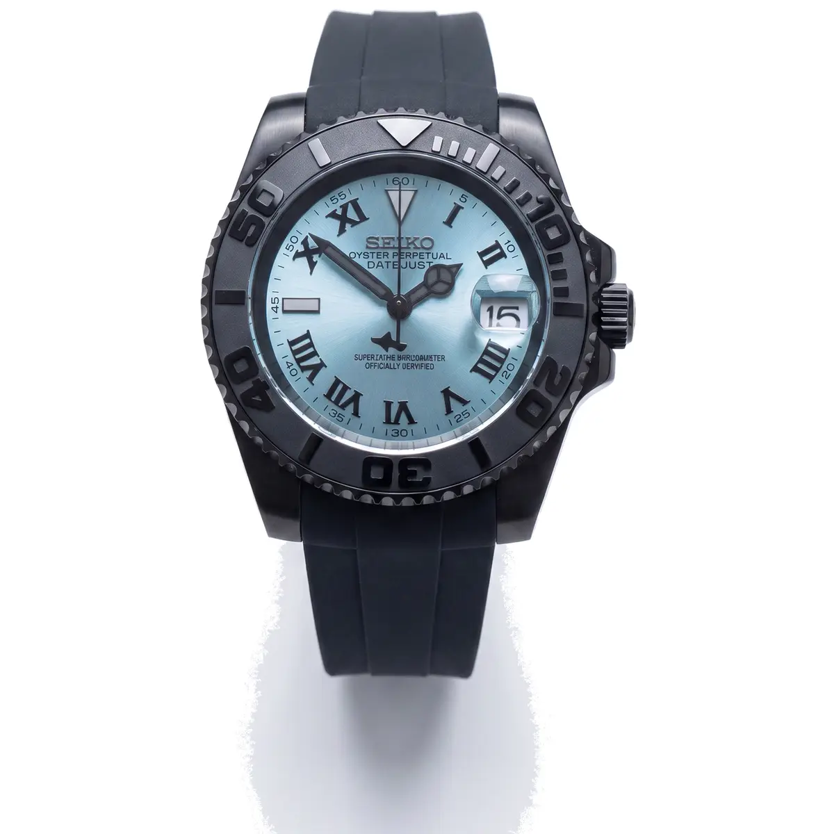 Seiko Mod Uhr Seikomariner – Eisblaues Zifferblatt im römischen Stil – MedoMods