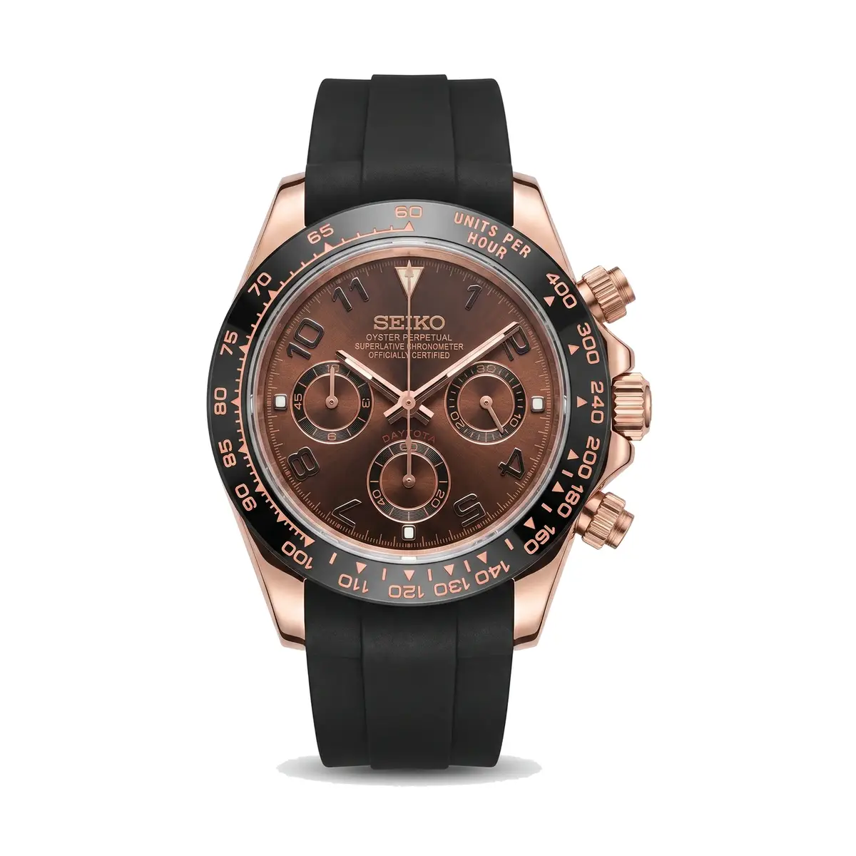 TONA MOD | Black Rubber Black RoseGold Numbers - 40mm