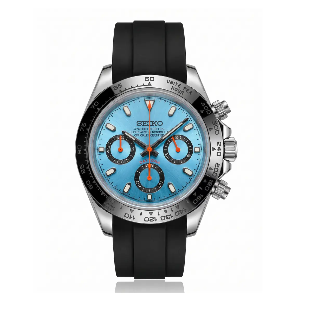 Seiko Mod Uhr TONA MOD | Eisblau – Kautschukarmband – 40 mm – MedoMods